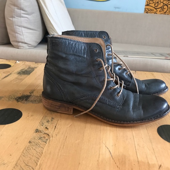 Miz Mooz blue leather lace-up ankle boots size 37 - Picture 5 of 9